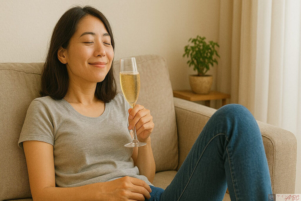 リラックス 自宅 スパークリングワイン